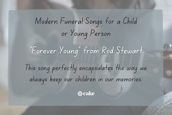 Example of a modern funeral song for a child over an image of a person playing the guitar