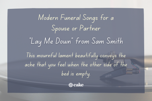 Example of a modern funeral song for a spouse over an image of a record player