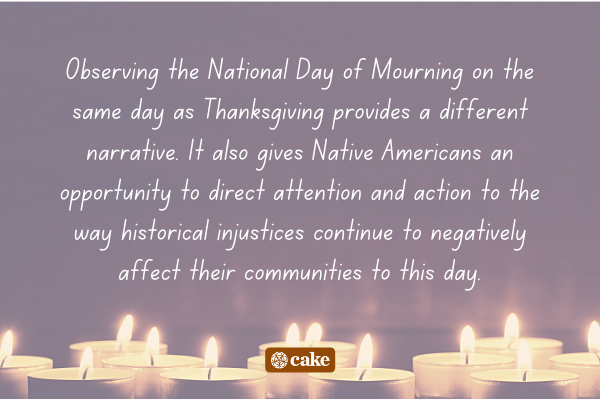 Text about the National Day of Mourning over an image of candles