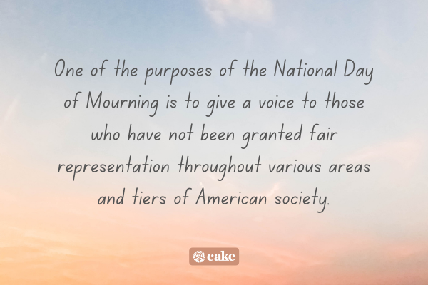 Text about the purpose of National Day of Mourning