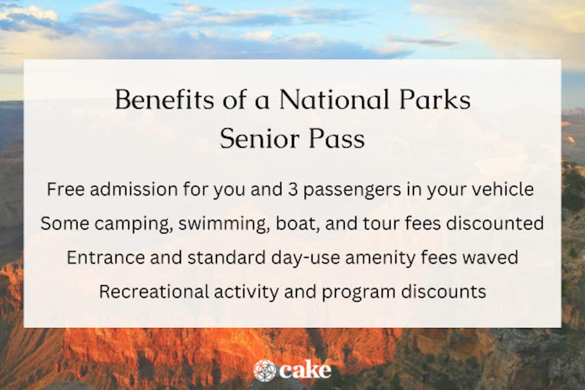 Graphic with benefits of a national parks senior pass
