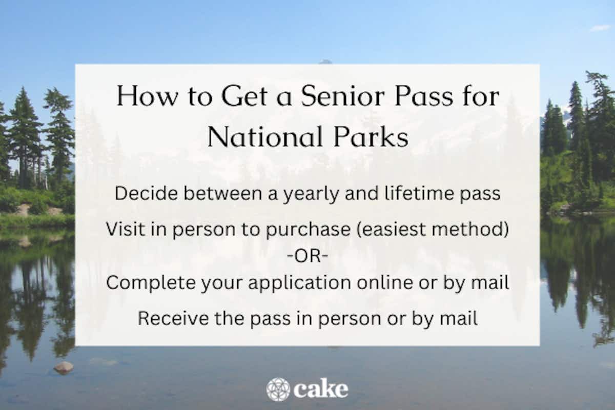 Graphic with how to get a national parks senior pass
