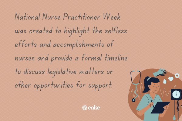 Text about National Nurse Practitioner Week with an image of a nurse
