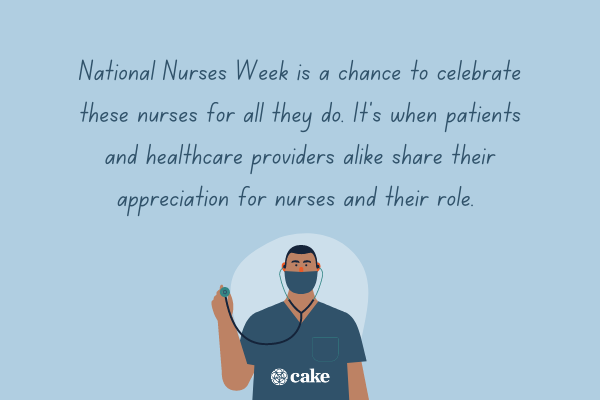 Text about National Nurses Week with an image of a nurse