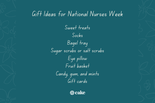 List of gift ideas for National Nurses Week with images of flowers