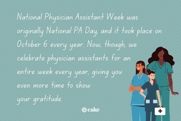 Text about National Physician Assistant Week with images of medical professionals