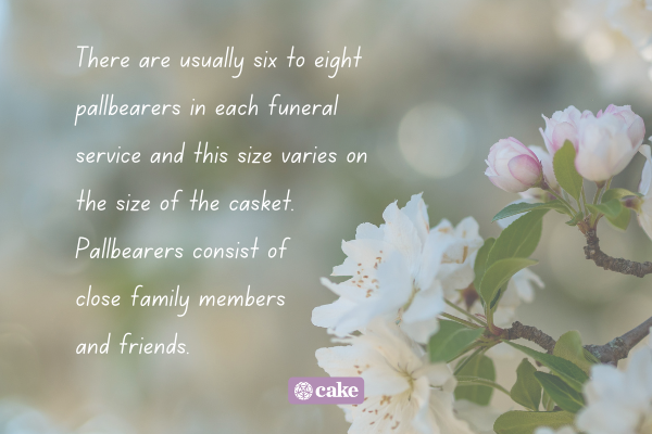 Text about what a pallbearer is over an image of flowers
