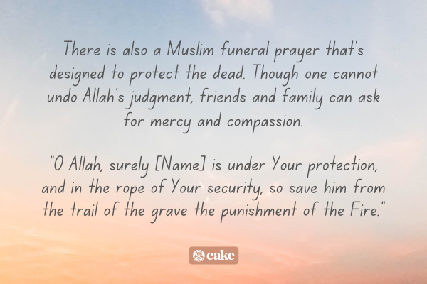 Text about Muslim funeral prayers and an excerpt from a prayer