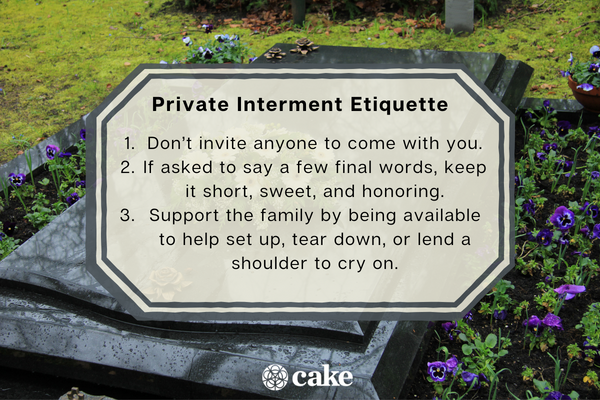 Graphic with etiquette rules for a private interment
