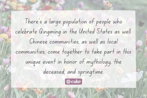 Text about Qingming Festival over an image of spring flowers