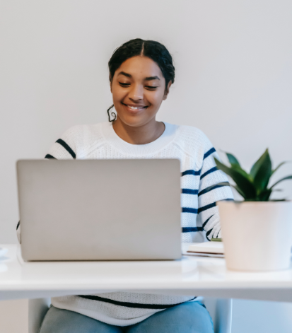 Woman using laptop