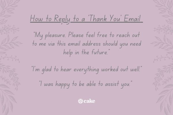 List of how to reply to a 'thank you' email with images of leaves