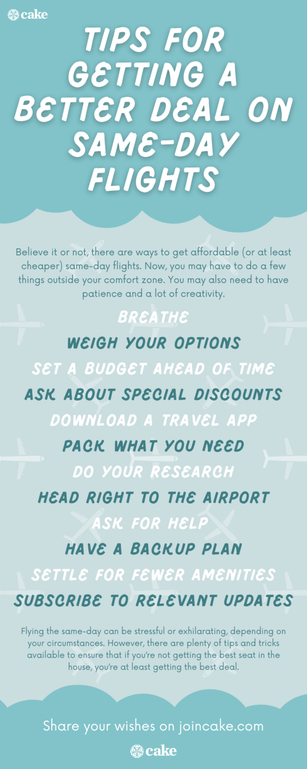 Infographic on how to get better deals on same-day flights