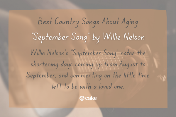 Example of a country song about aging over an image of a person playing the guitar