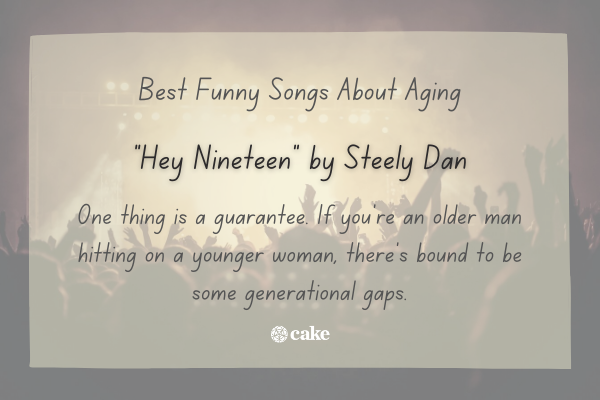 Example of a funny song about aging over an image of a concert