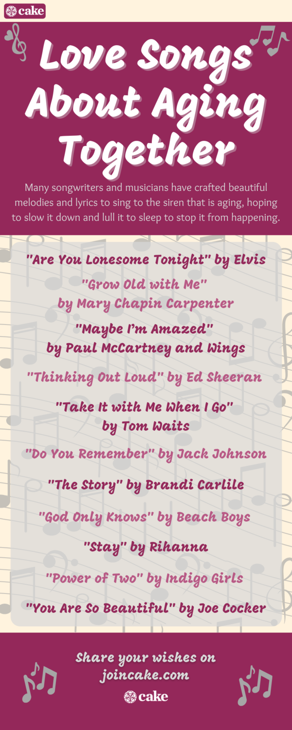 infographic of love songs about aging together