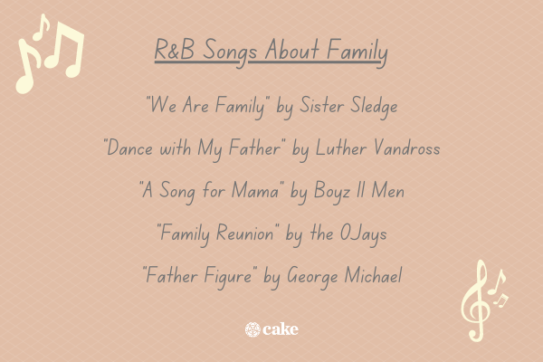 List of R&B songs about family with images of music notes
