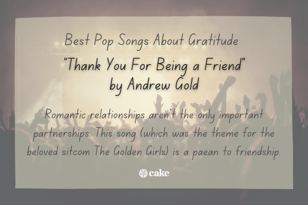 Example of a pop song about gratitude over an image of a concert