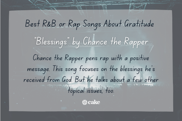 Example of an R&B or rap song about gratitude over an image of a concert