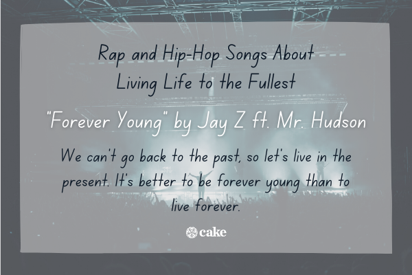 Example of a hip-hop song about living life to the fullest over an image of a concert