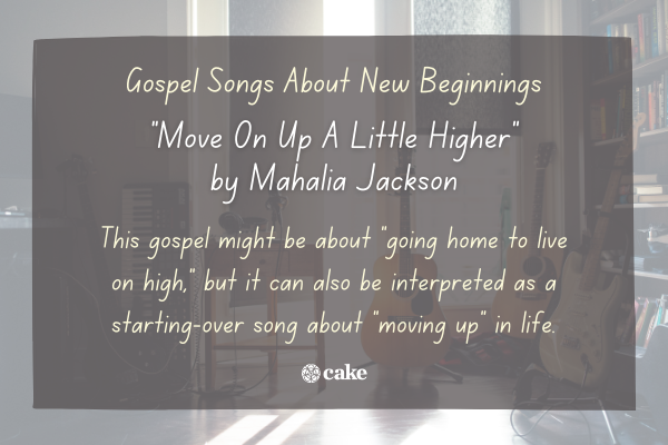 Example of a gospel song about new beginnings over an image of musical instruments