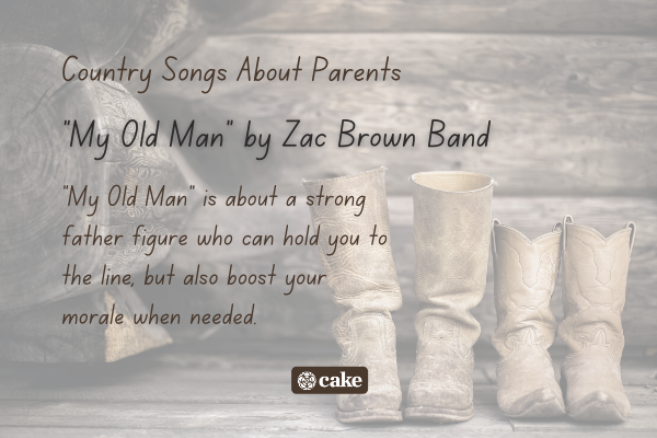 Example of a country song about parents over an image of two pairs of boots