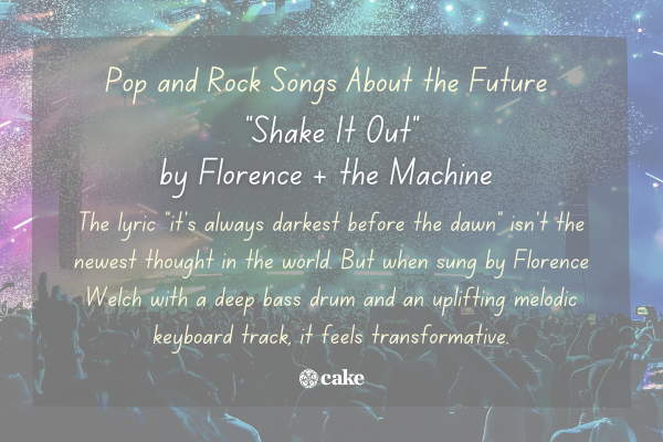 Example of a pop song about the future over an image of a concert