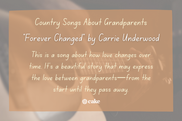 Example of a country song about grandparents over an image of a person playing the guitar