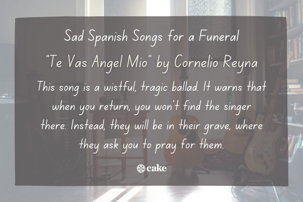 Example of a sad Spanish song for a funeral over an image of musical instruments