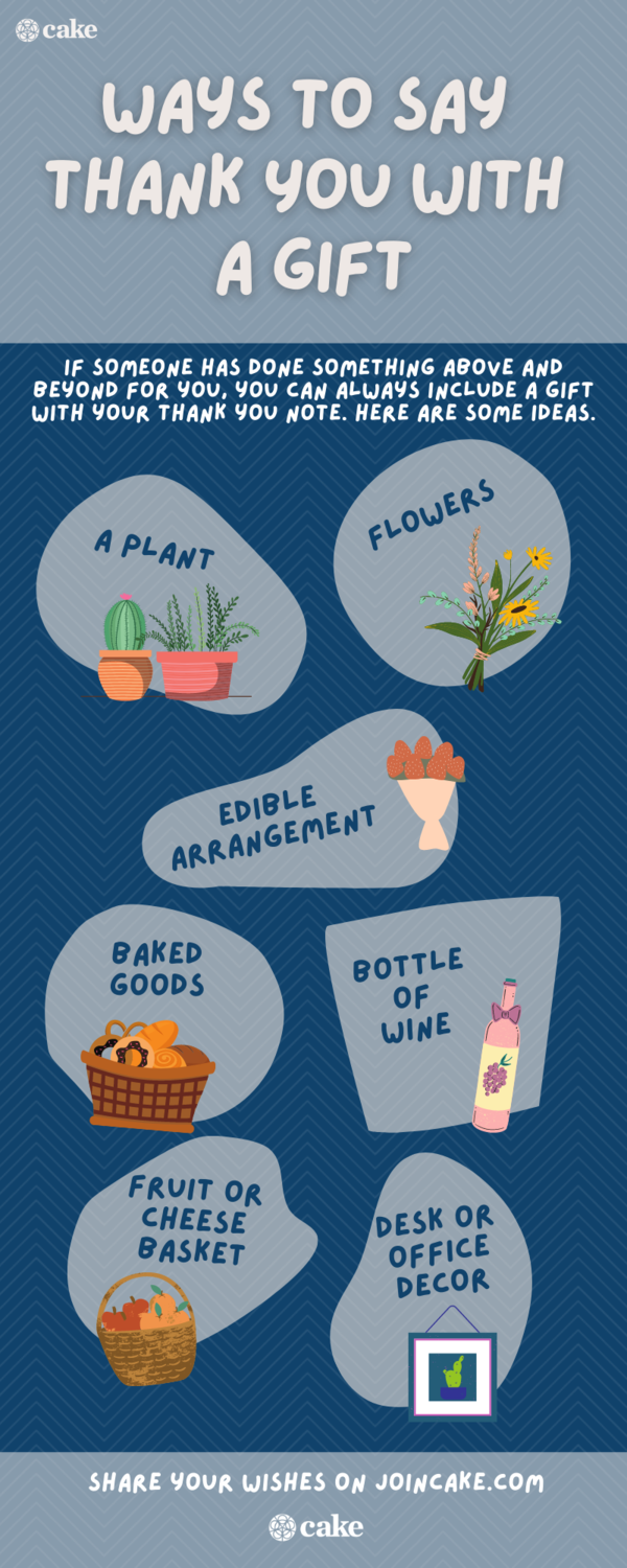 infographic of ways to say thank you with a gift
