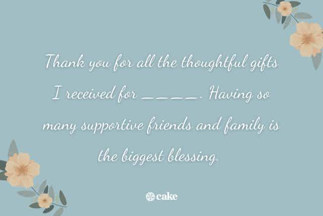 Example of a thank you note with images of flowers