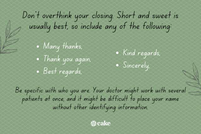 Examples of how to close your note with images of leaves