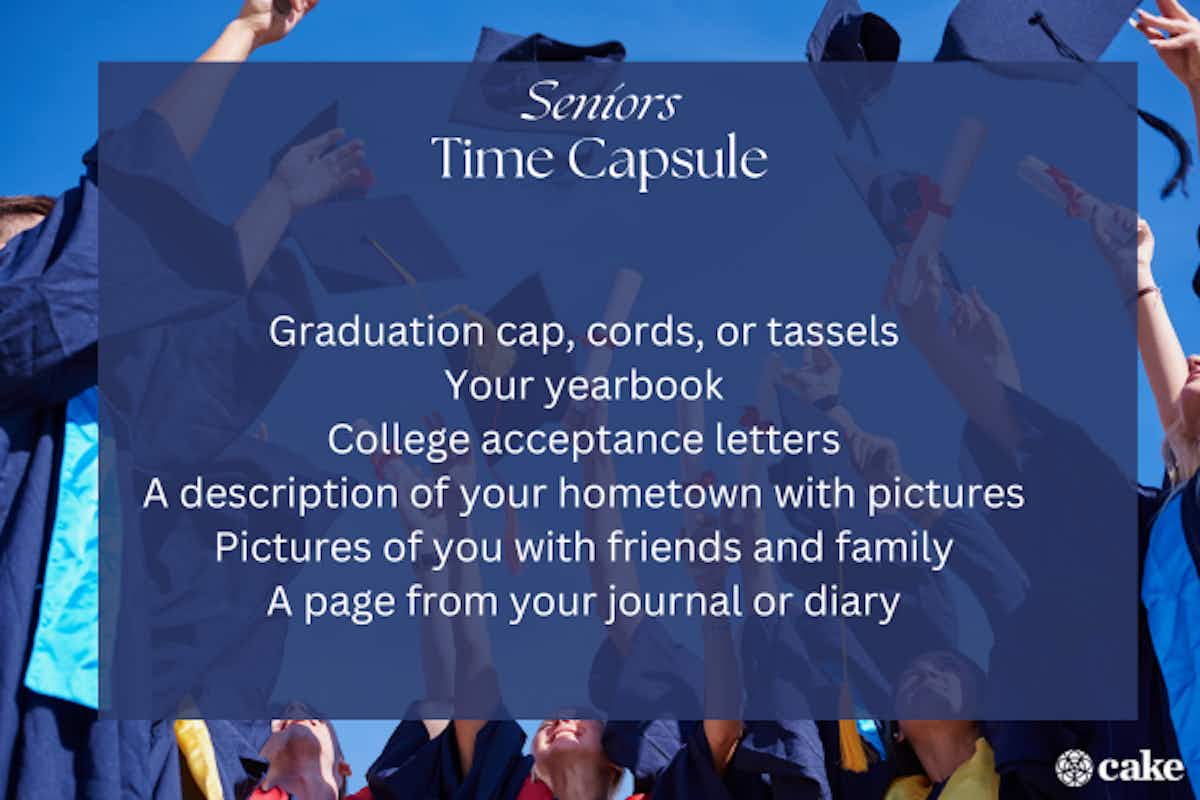 Image with time capsule ideas for seniors