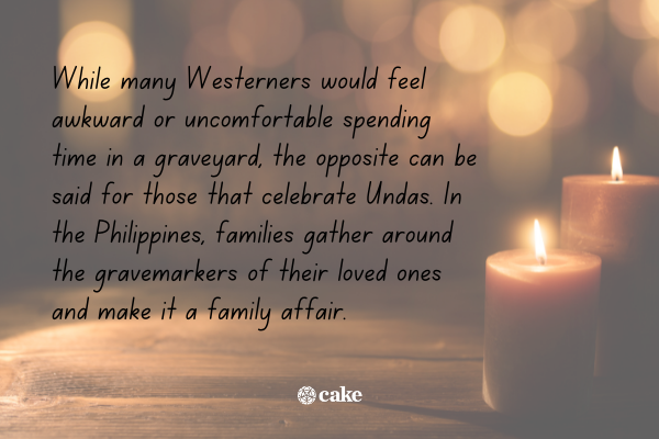 Text about Undas with an image of candles in the background