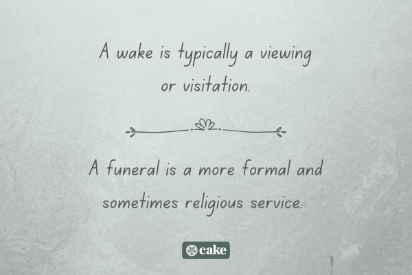 Text describing a difference between a wake and funeral