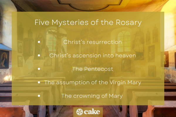 What is said during the rosary prayers at a funeral - five mysteries photo