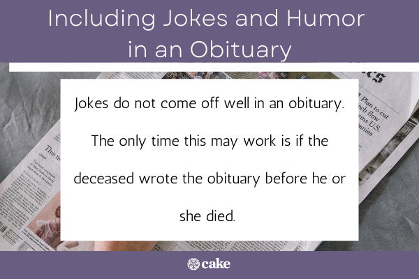 Including jokes and humor in an obituary image
