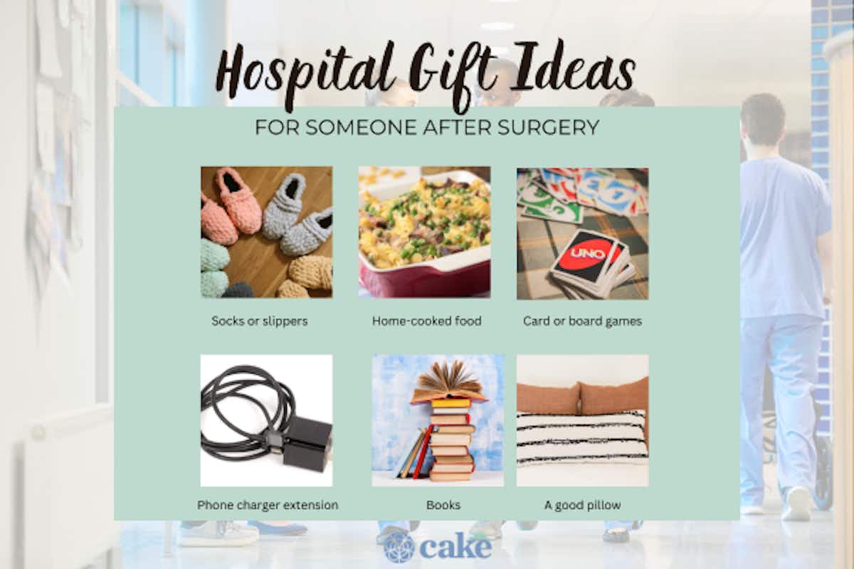 Graphic with what to bring to someone after surgery