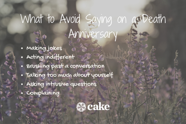 This image shows examples of what to avoid saying on a death anniversary