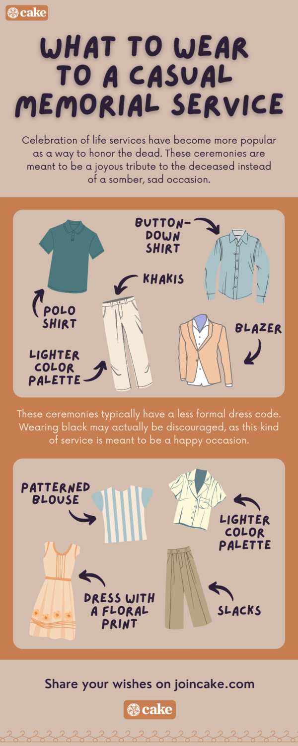 infographic of what to wear to a casual memorial service