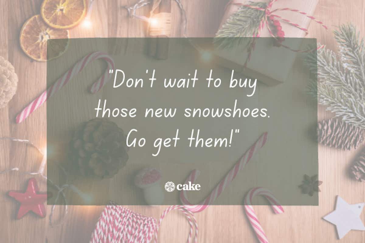 Example of a money gift card message over an image of holiday decorations