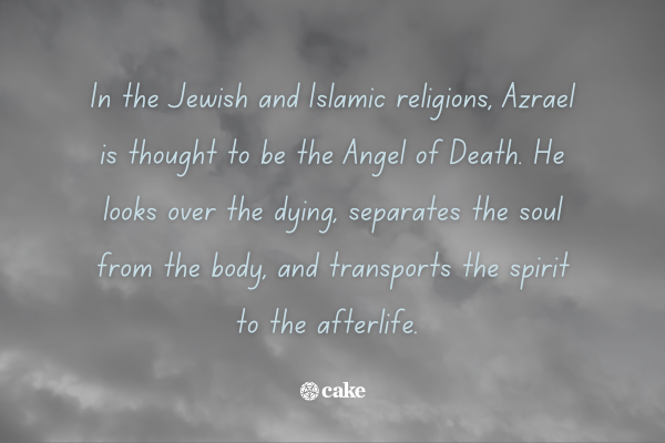 Text about Azrael over an image of clouds