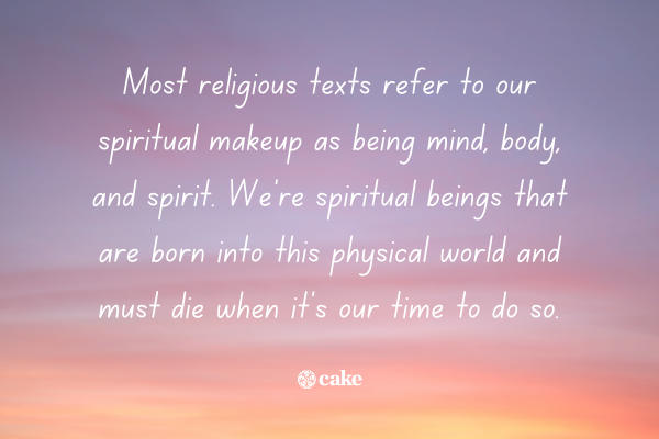 Text about spiritual reasons behinds death with an image of a sunset in the background