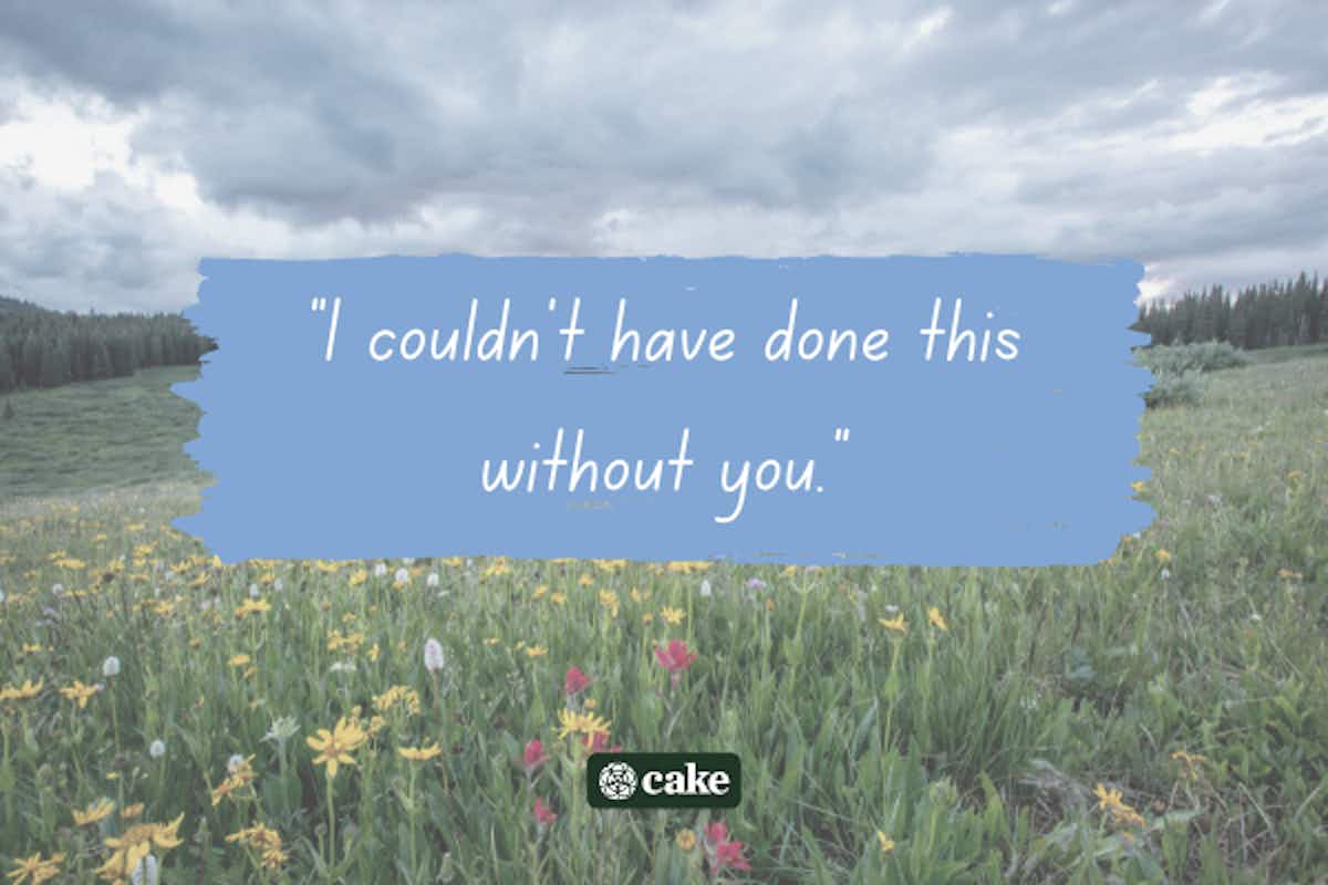 Example of how to say 'you're important to me' with an image of a field and flowers in the background